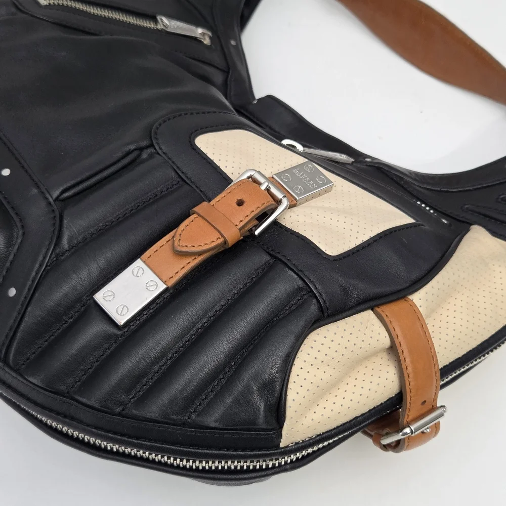 RARE LAUREN RALPH LAUREN QUILTED BIKER STYLE HOBO BAG